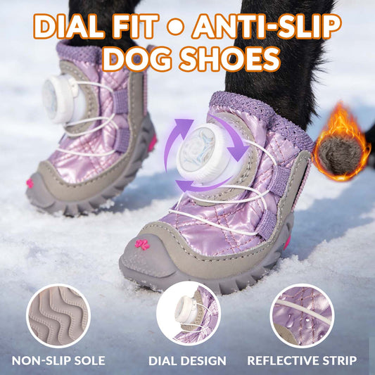 All-Terrain Dog Shoes With Anti-Slip Soles & Dial Adjustment - 4-Pack