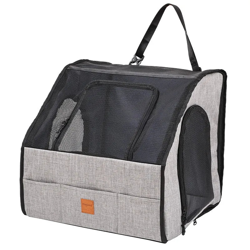 Safe car seat for dogs – Foldable transport bag with mesh windows and belt system