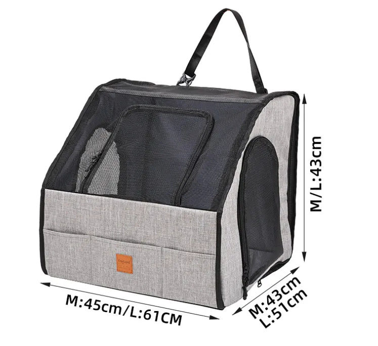 Safe car seat for dogs – Foldable transport bag with mesh windows and belt system