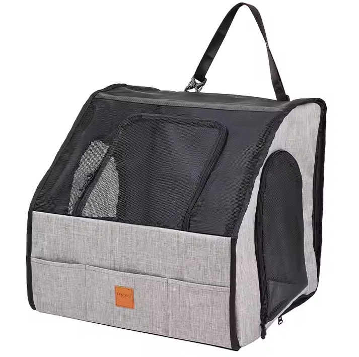 Safe car seat for dogs – Foldable transport bag with mesh windows and belt system