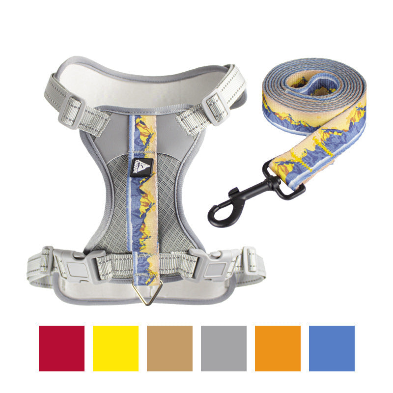 Pet chest harness explosion-proof harness, night reflective, adjustable, with the same dog leash