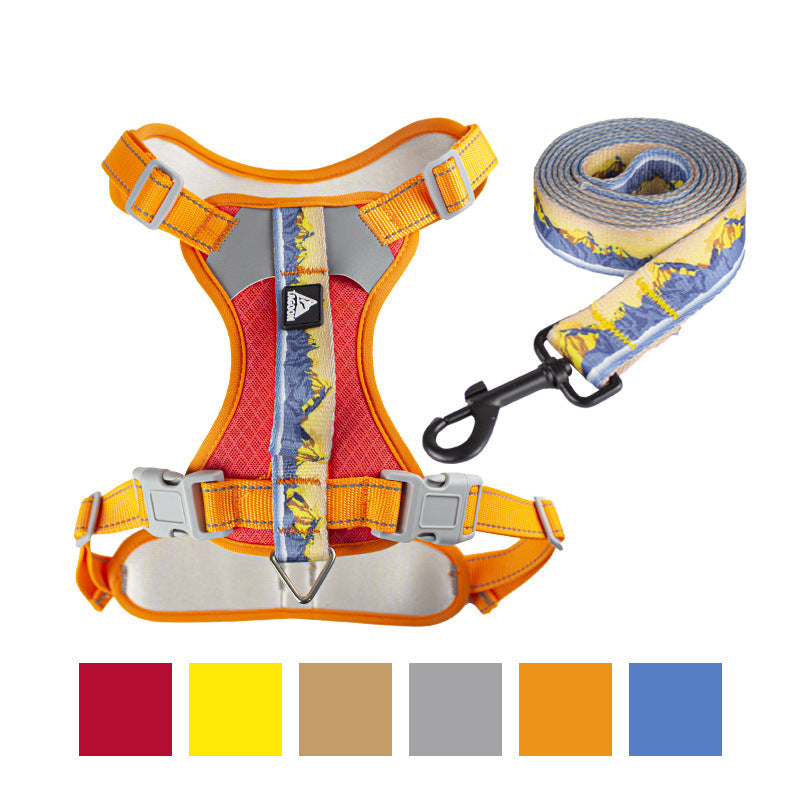 Pet chest harness explosion-proof harness, night reflective, adjustable, with the same dog leash