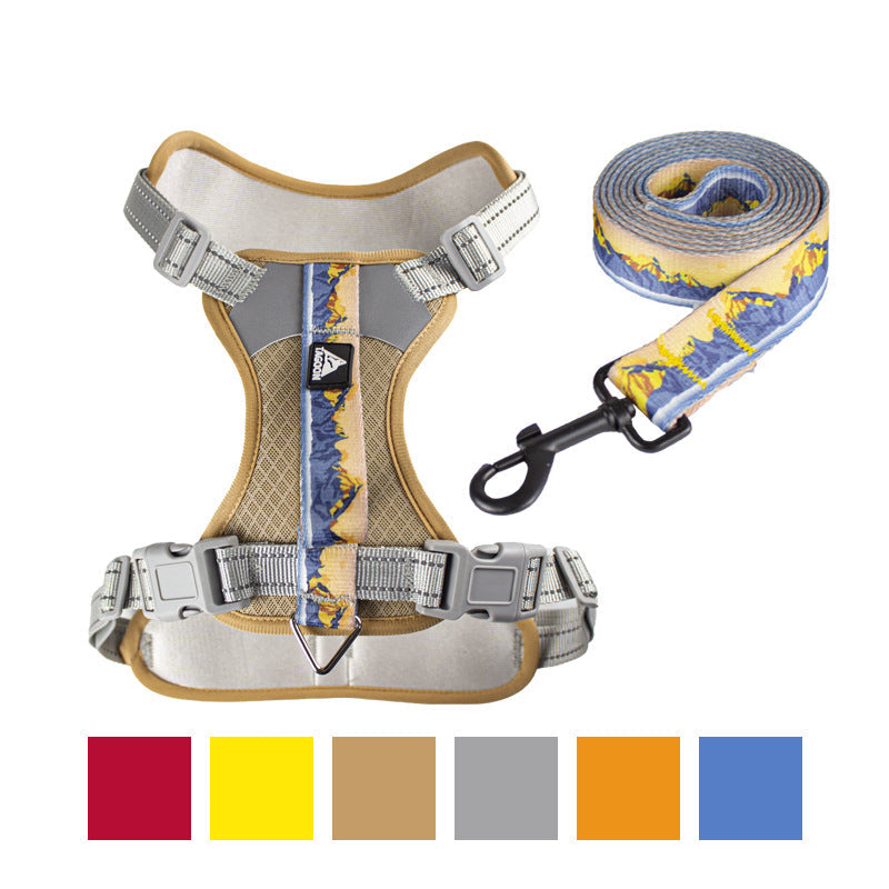 Pet chest harness explosion-proof harness, night reflective, adjustable, with the same dog leash