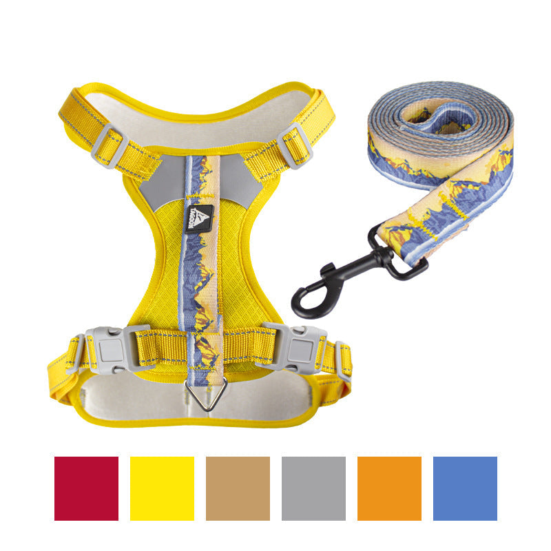Pet chest harness explosion-proof harness, night reflective, adjustable, with the same dog leash