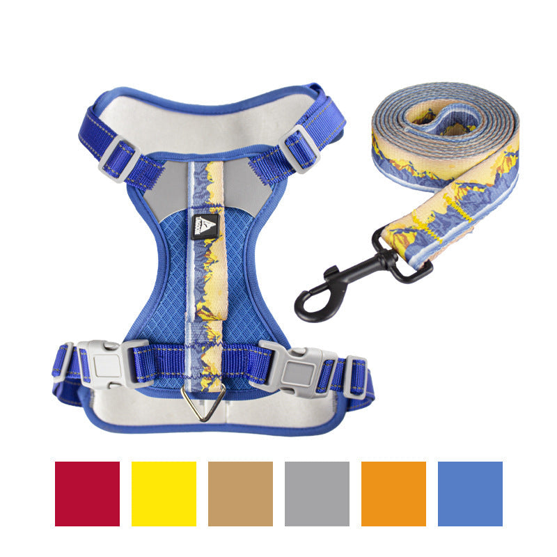 Pet chest harness explosion-proof harness, night reflective, adjustable, with the same dog leash