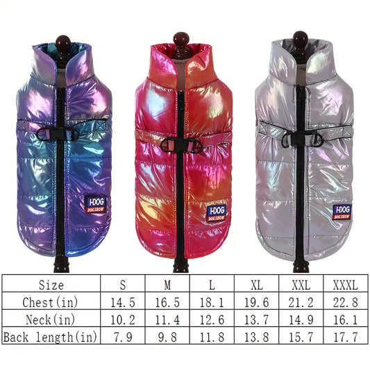 Small to Medium Breeds Reflective Gradient Waterproof Cozy Fleece-Lined Dog Vest - Zip-Up Winter Apparel
