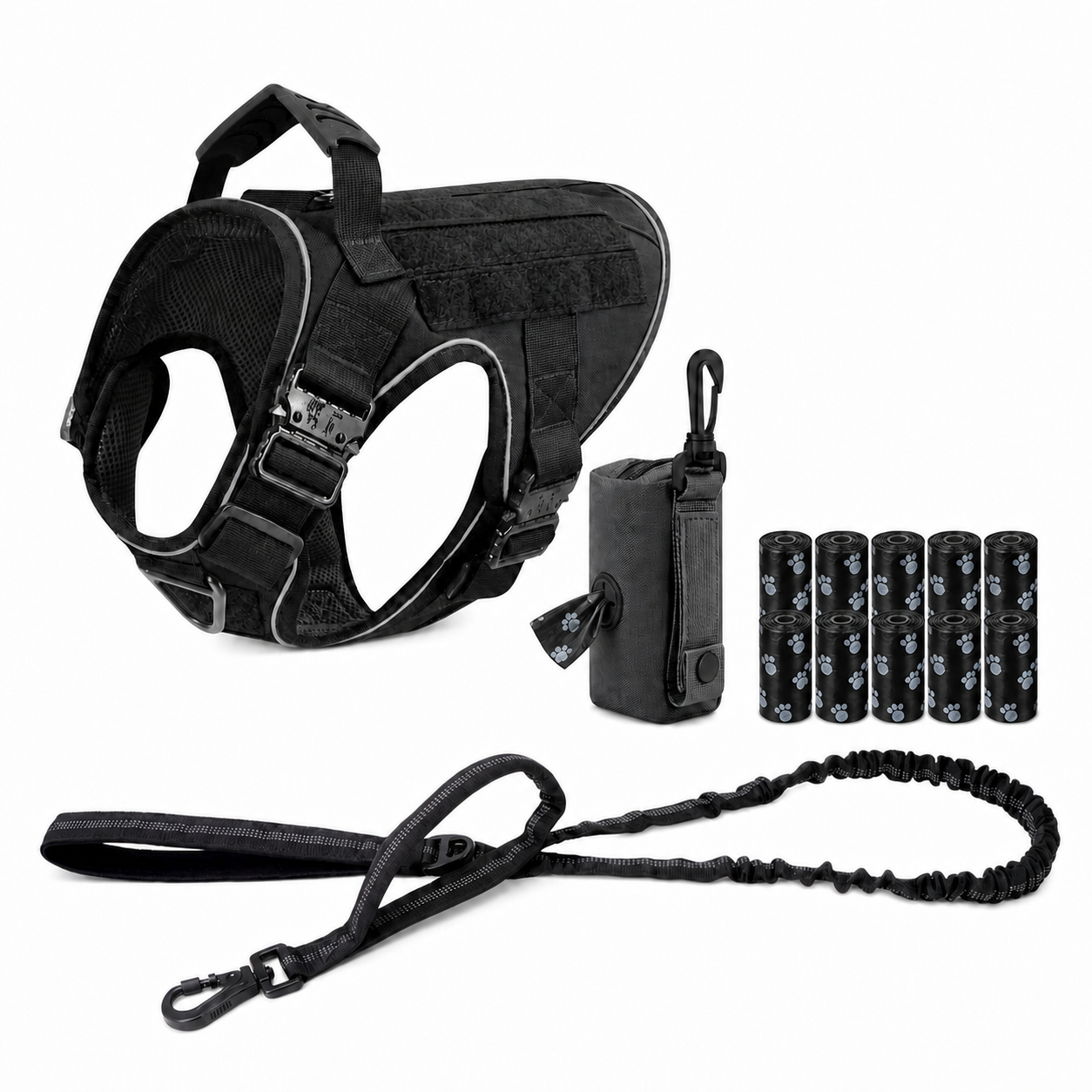 Tactical No-Pull Dog Harness (4 Metal Buckles)
