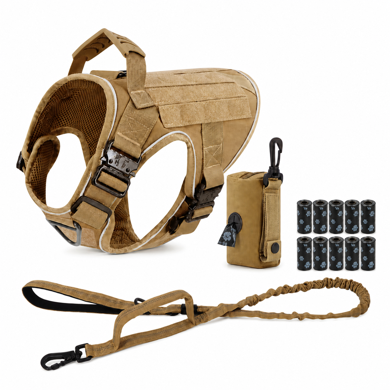 Tactical No-Pull Dog Harness (4 Metal Buckles)