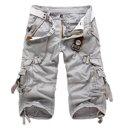 Men's Solid Color Multi-pocket Cargo Shorts