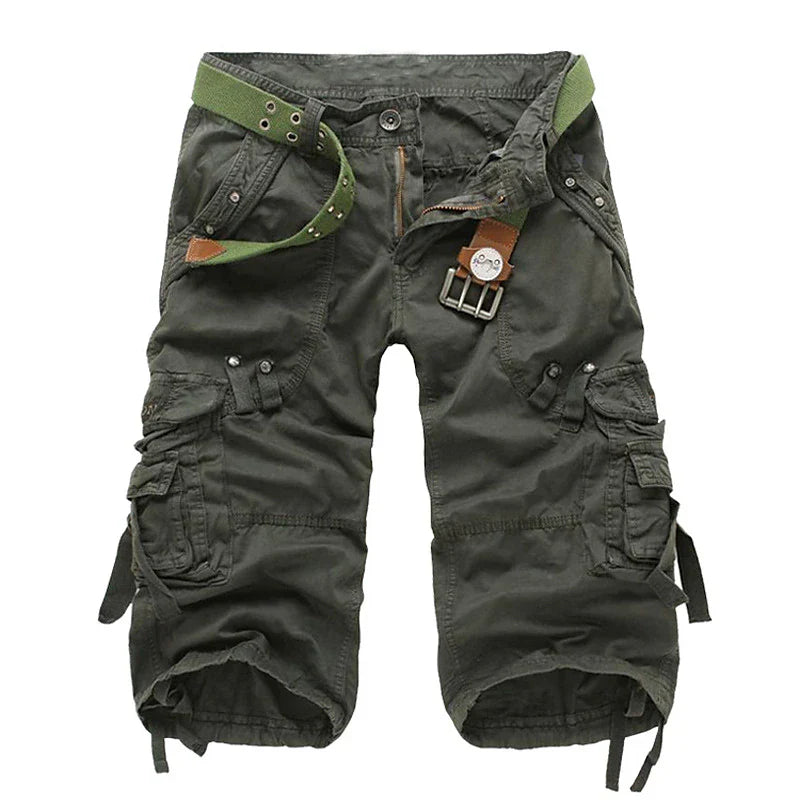Men's Solid Color Multi-pocket Cargo Shorts