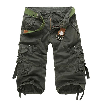 Men's Solid Color Multi-pocket Cargo Shorts