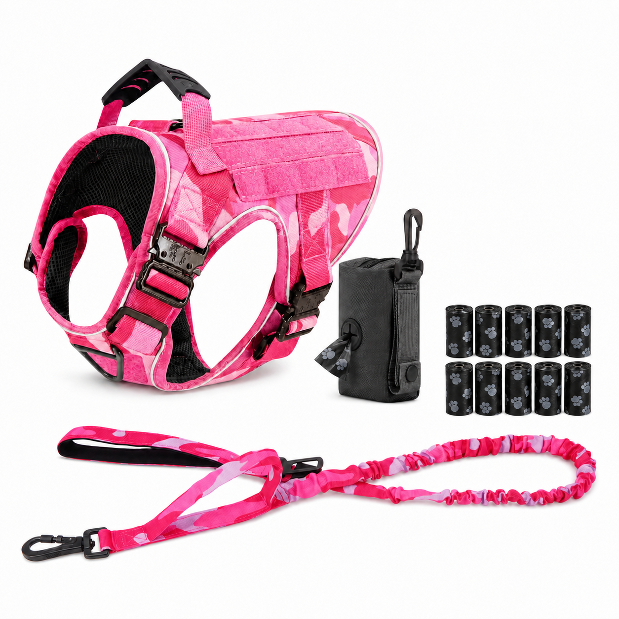 Tactical No-Pull Dog Harness (4 Metal Buckles)