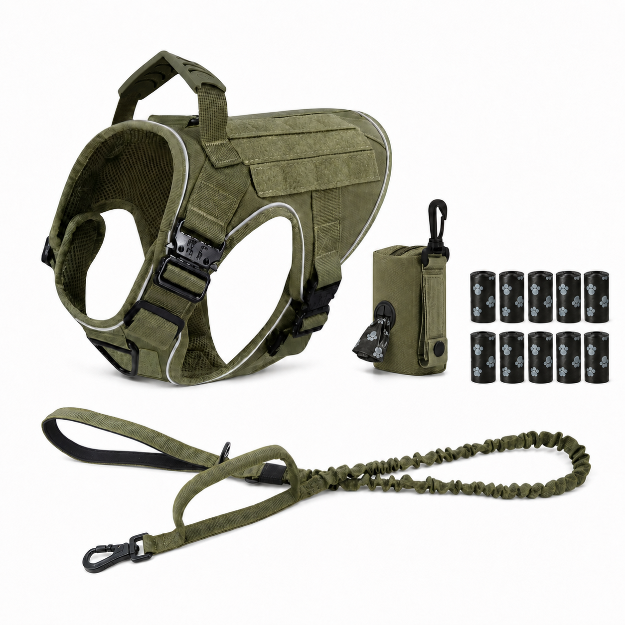 Tactical No-Pull Dog Harness (4 Metal Buckles)