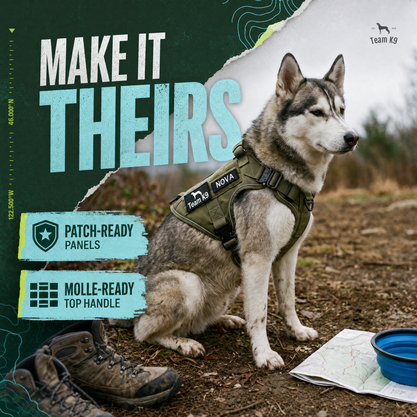 Tactical No-Pull Dog Harness (4 Metal Buckles)