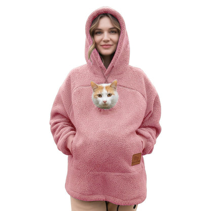 🐾 Cozy Fleece Pet Bonding Pouch Hoodie – Warm & Supportive Small Pet Carrier Clothing