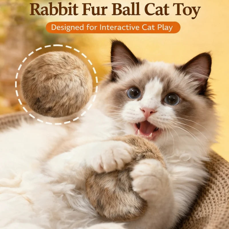 Rabbit Fur Ball Cat Toy