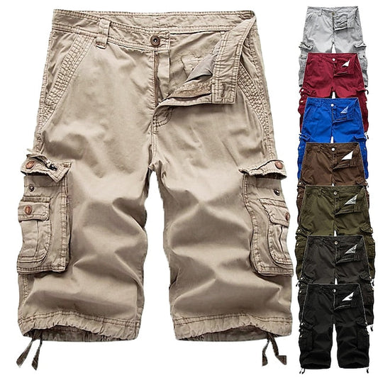 Mens Cargo Shorts Multi Pockets Twill Cargo Shorts