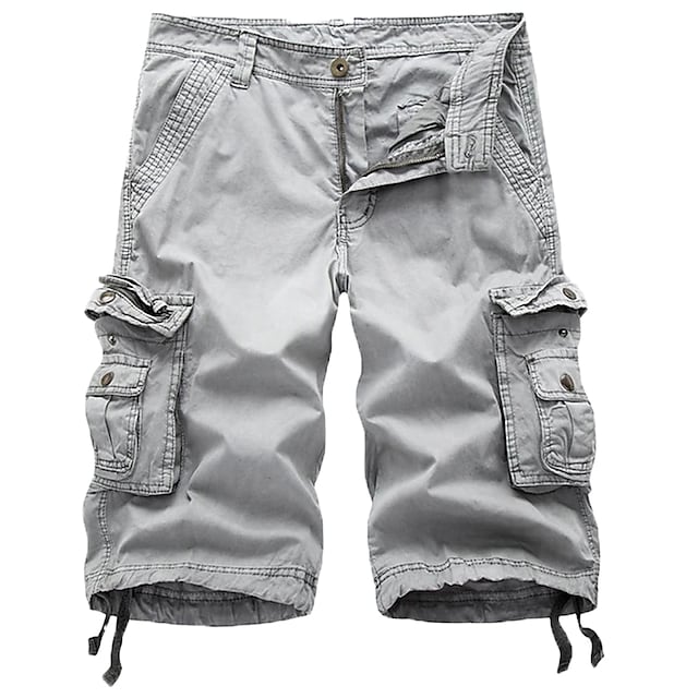 Mens Cargo Shorts Multi Pockets Twill Cargo Shorts