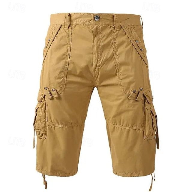 Men's Multi Pocket Plain Cargo Shorts