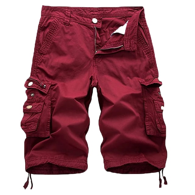 Mens Cargo Shorts Multi Pockets Twill Cargo Shorts