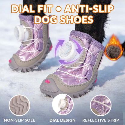 All-Terrain Dog Shoes With Anti-Slip Soles & Dial Adjustment - 4-Pack