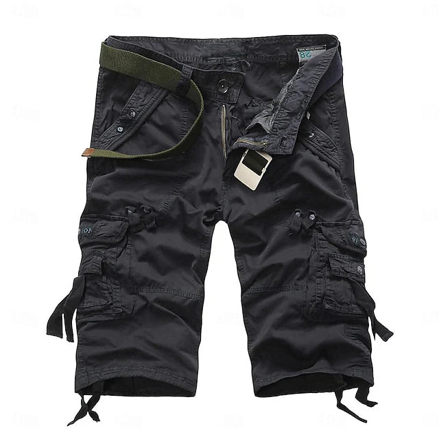 Men's Multi Pocket Plain Cargo Shorts