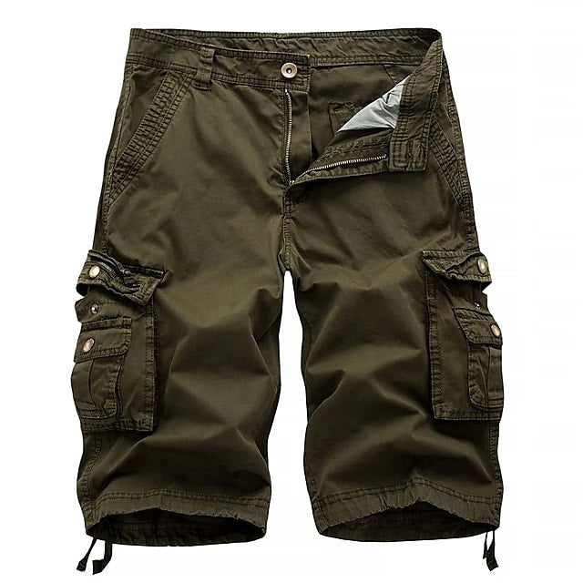 Mens Cargo Shorts Multi Pockets Twill Cargo Shorts