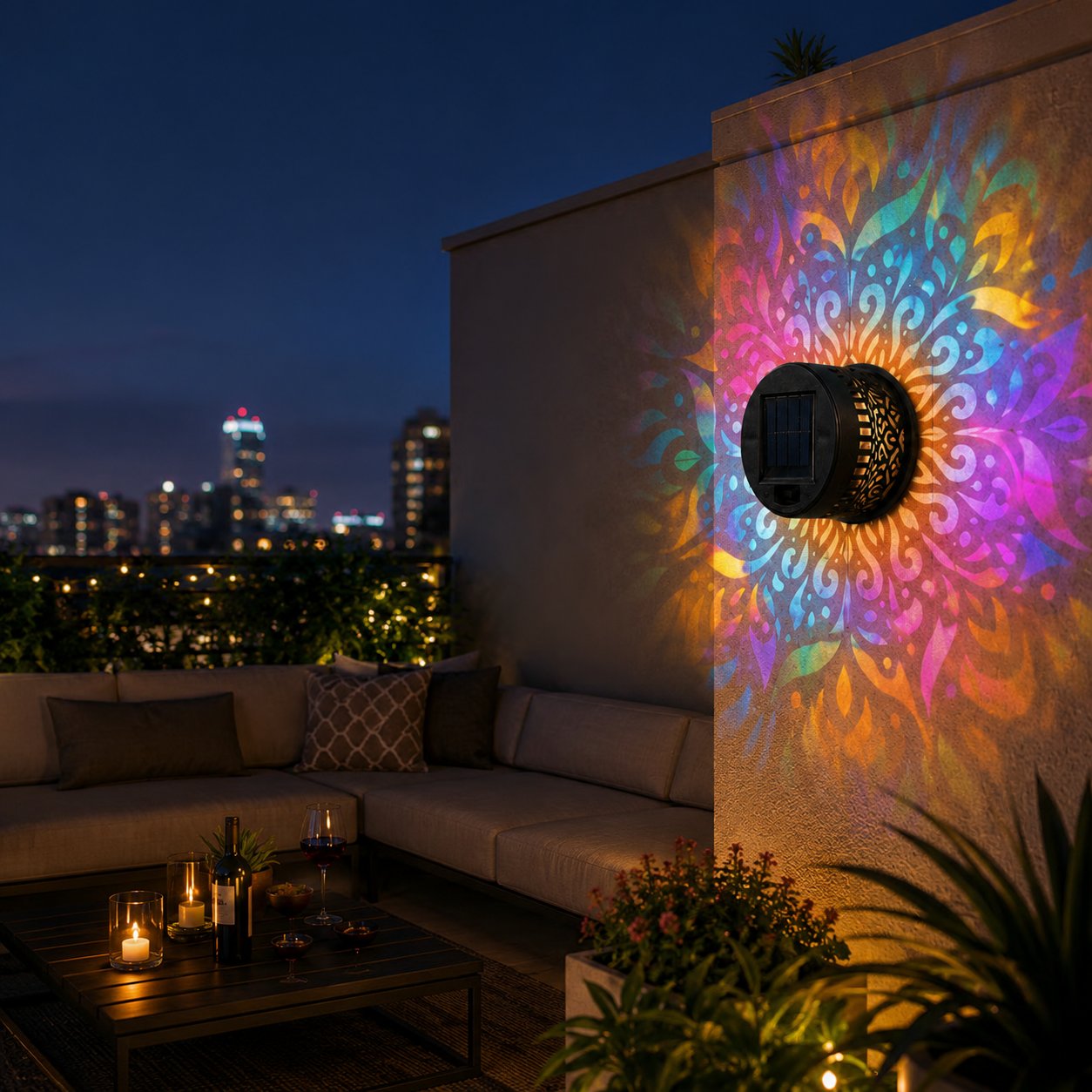 65K+ SOLD!✨Solar Mandala Wall Light | Outdoor Garden Fence Projector Lamp 🪐🌌