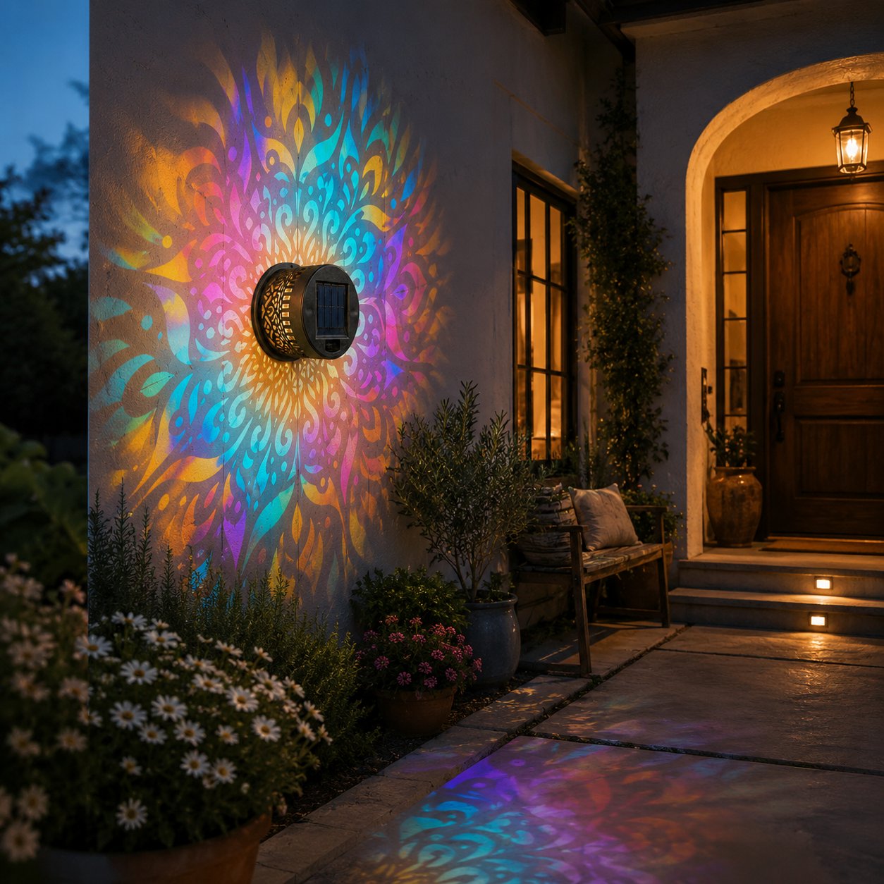 65K+ SOLD!✨Solar Mandala Wall Light | Outdoor Garden Fence Projector Lamp 🪐🌌