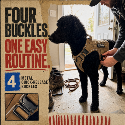 Tactical No-Pull Dog Harness (4 Metal Buckles)
