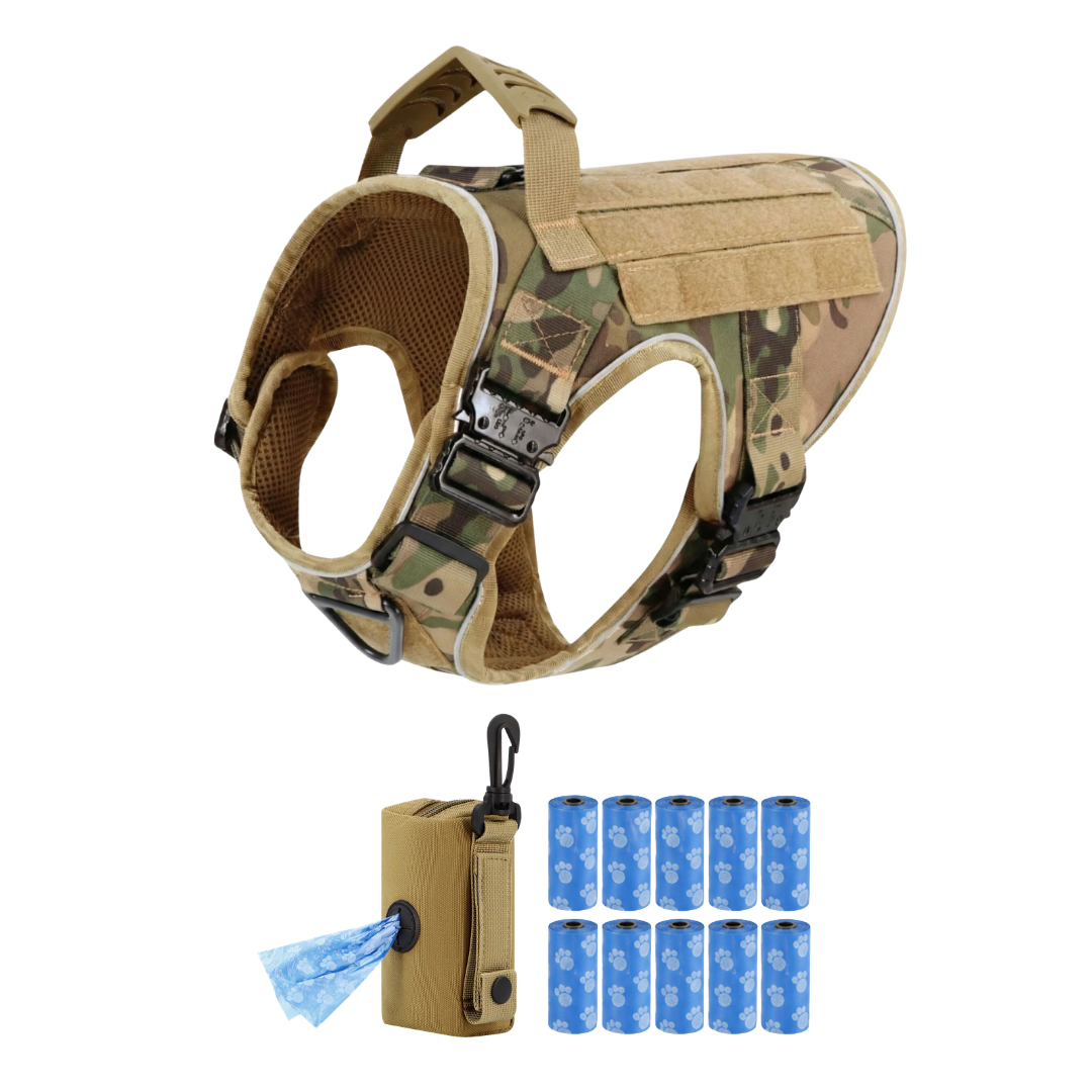Tactical No-Pull Dog Harness (4 Metal Buckles)