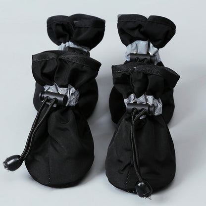 4pcs Waterproof Non-slip Plush Winter Dog Shoes