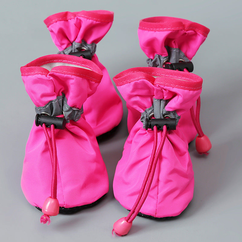 4pcs Waterproof Non-slip Plush Winter Dog Shoes