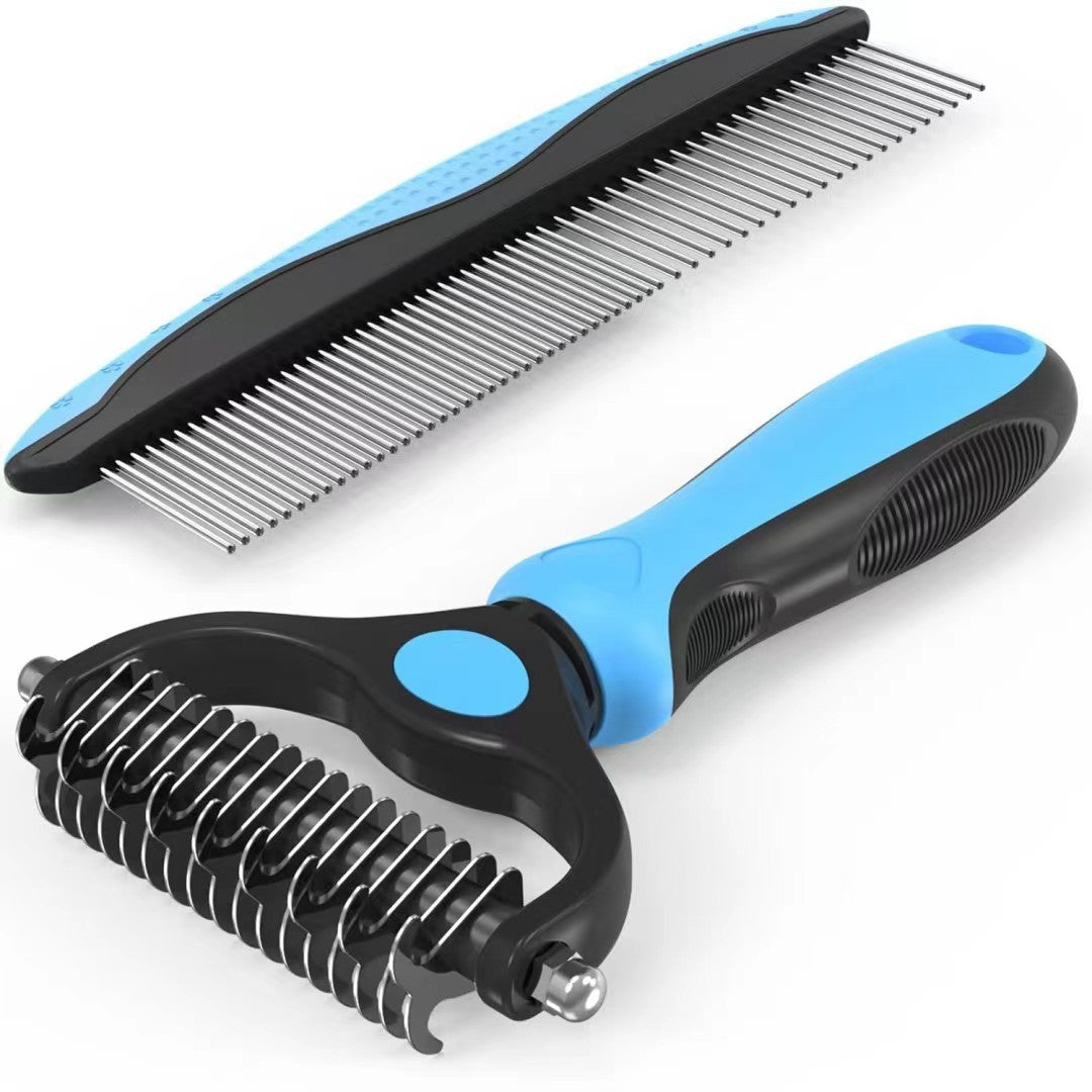 🐾Double-Sided Pet Grooming Brush – Hurtless Shedding & Dematting Undercoat Rake for Dogs and Cats
