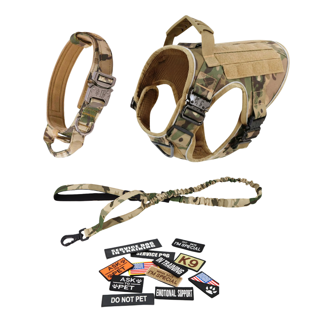 Tactical No-Pull Dog Harness (4 Metal Buckles)