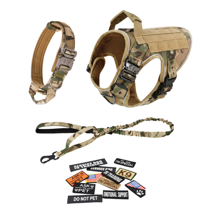 Tactical No-Pull Dog Harness (4 Metal Buckles)