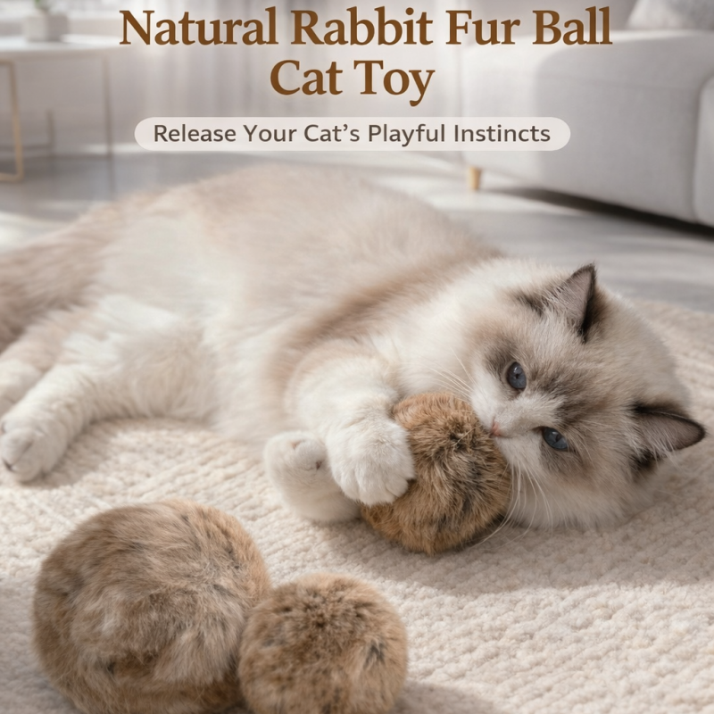 Rabbit Fur Ball Cat Toy