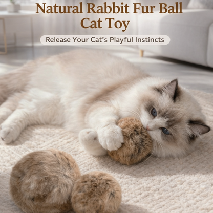 Rabbit Fur Ball Cat Toy