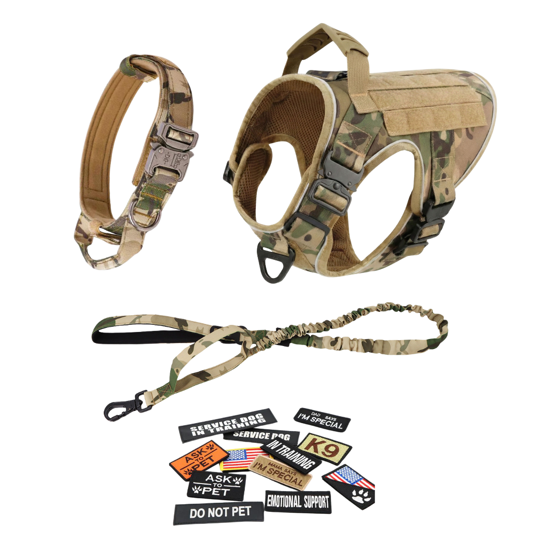 Tactical No-Pull Dog Harness (4 Metal Buckles)