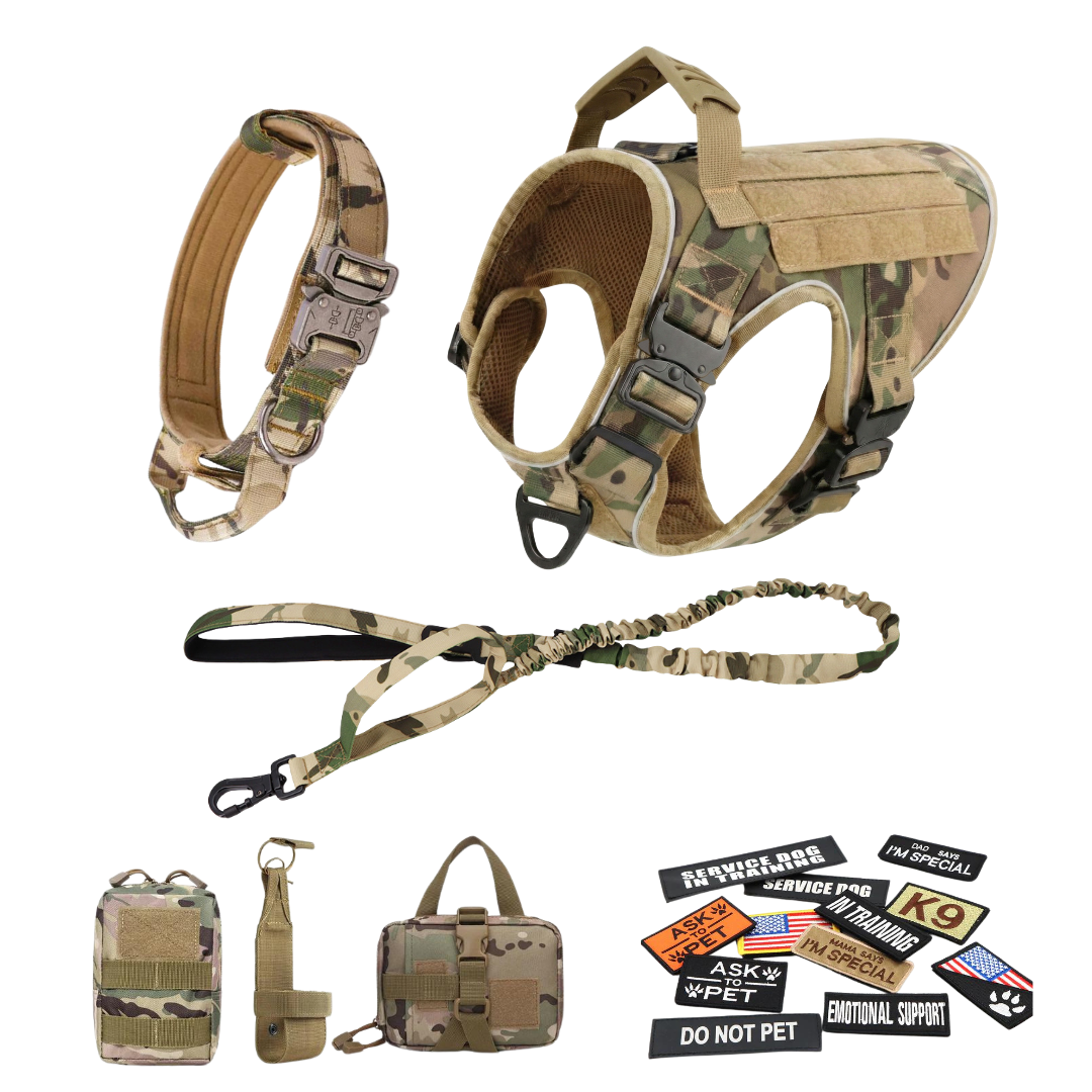 Tactical No-Pull Dog Harness (4 Metal Buckles)