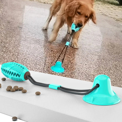 Drawstring suction cup ball dog toy