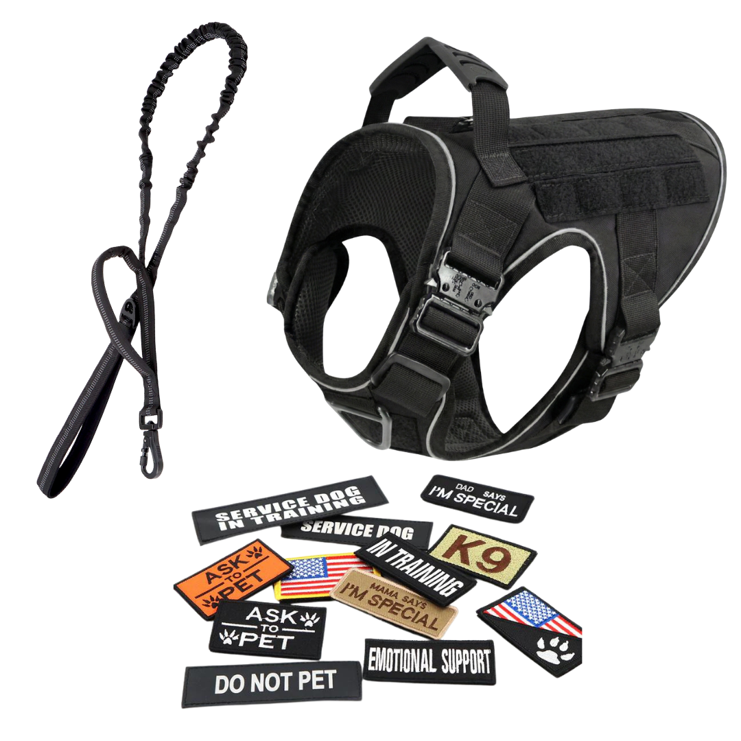 Tactical No-Pull Dog Harness (4 Metal Buckles)