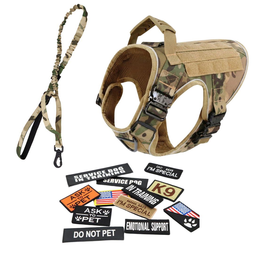 Tactical No-Pull Dog Harness (4 Metal Buckles)