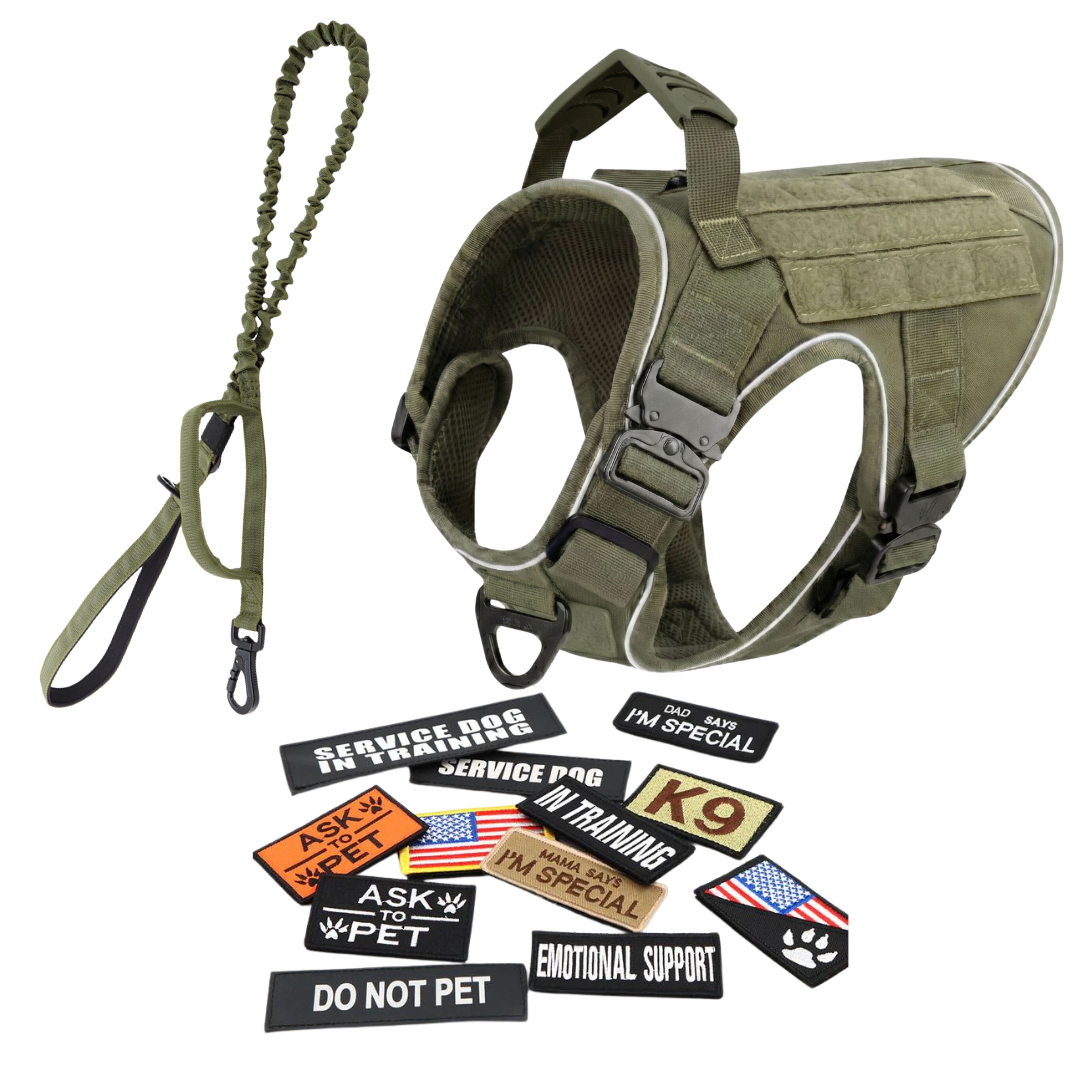 Tactical No-Pull Dog Harness (4 Metal Buckles)