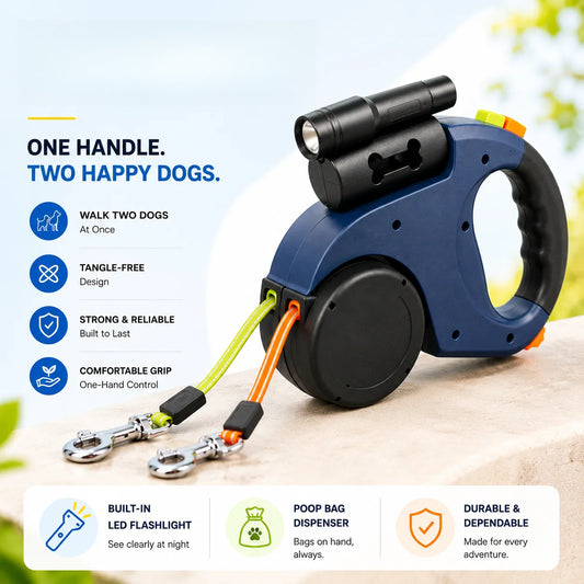Automatic Retractable Dual Dog Leash