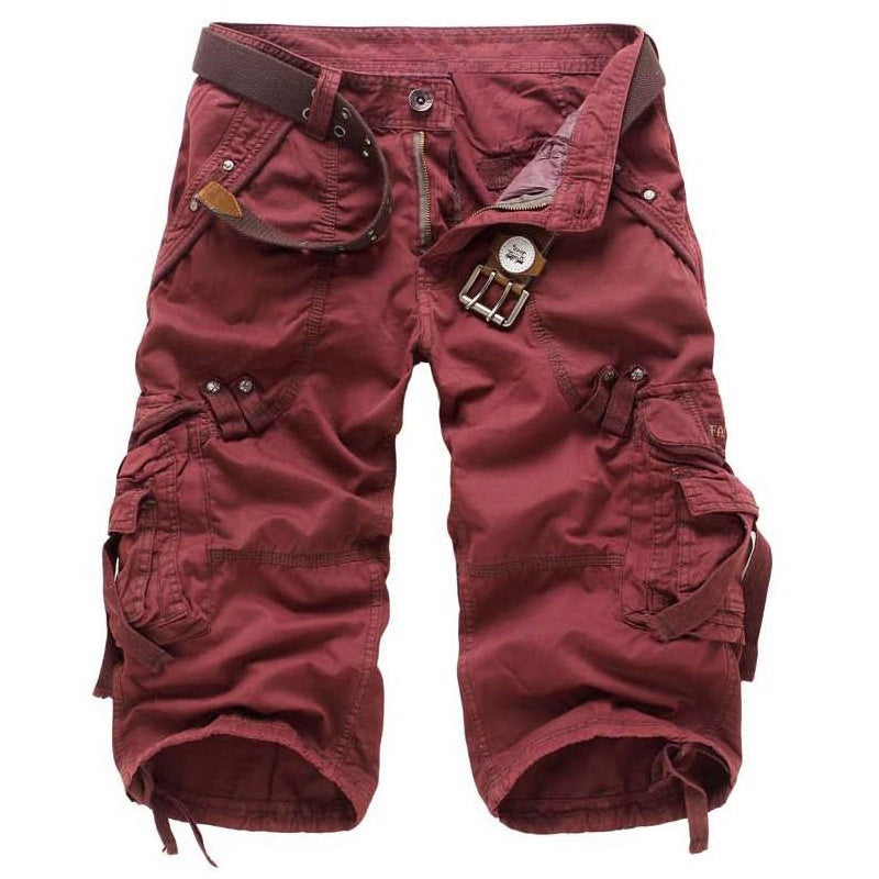 Men's Solid Color Multi-pocket Cargo Shorts