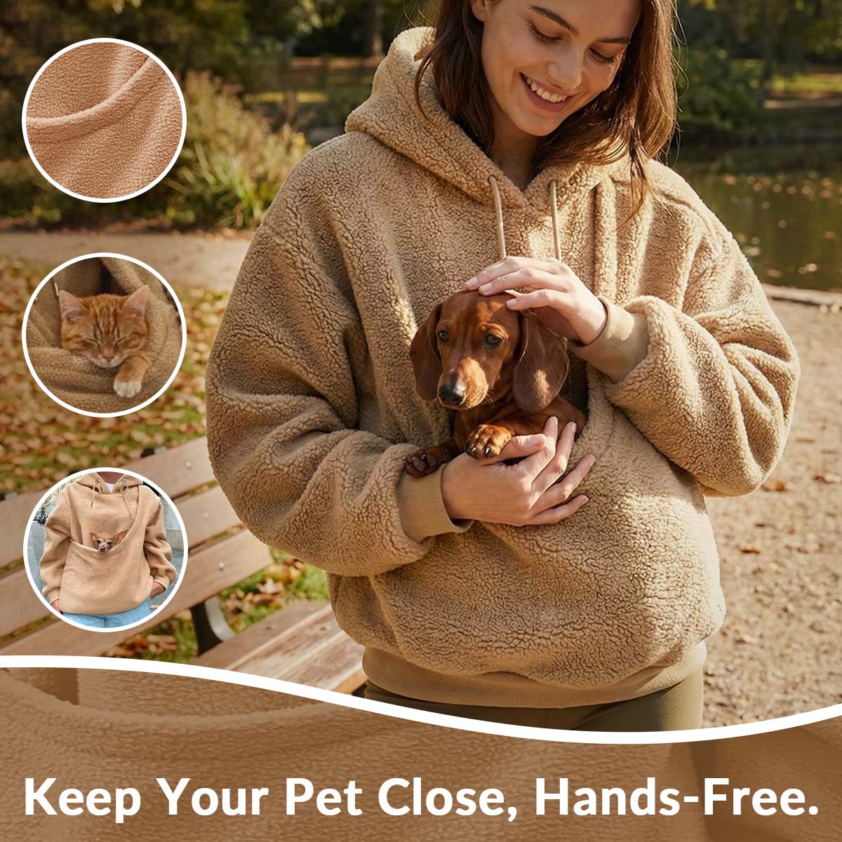 Pet Carrier Hoodie – Hands-Free Wearable Hoodie For Small Dogs & Cats