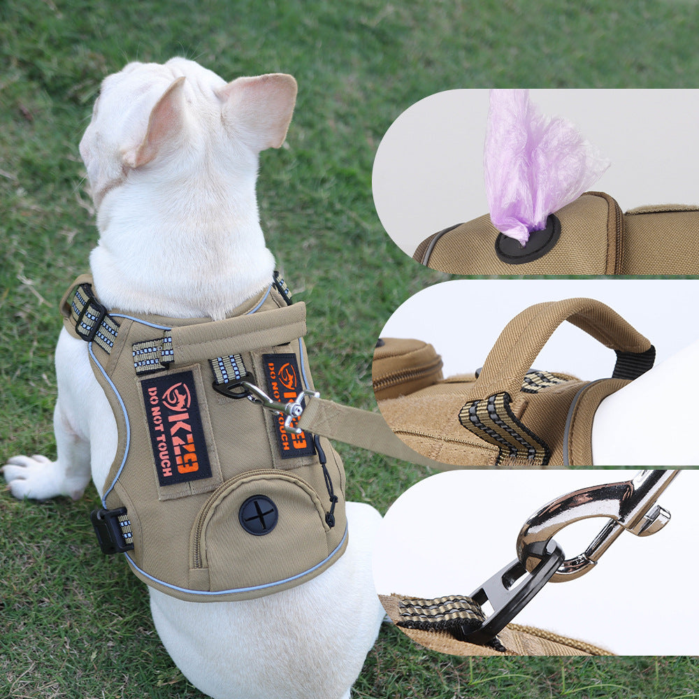 Dog Leash Vest Style Dog Harness Tactical Dog Harness Multifunctional tactical chest backpack