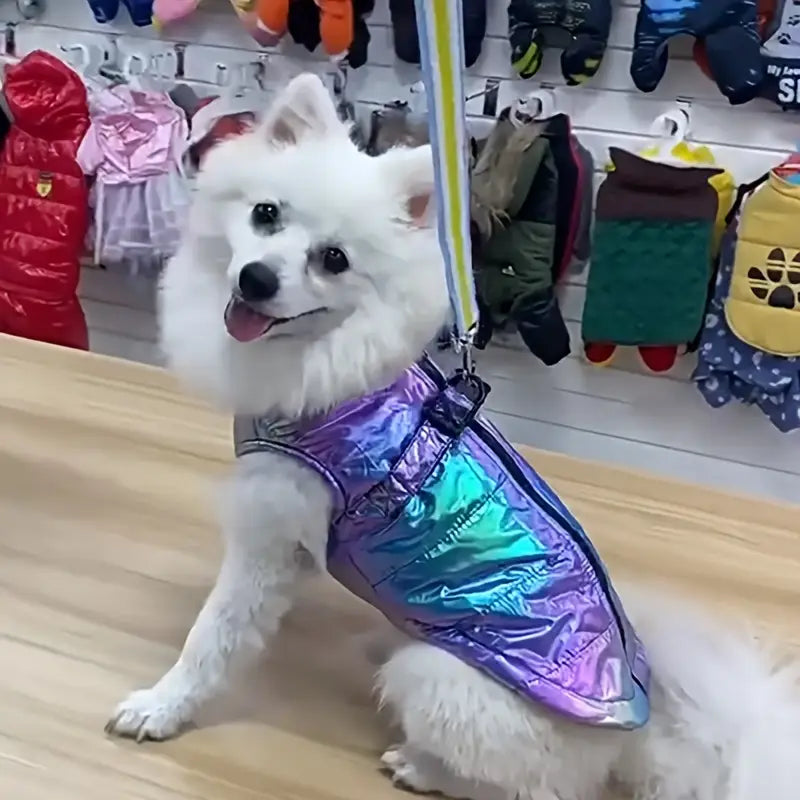 Small to Medium Breeds Reflective Gradient Waterproof Cozy Fleece-Lined Dog Vest - Zip-Up Winter Apparel