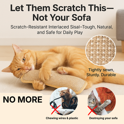 Interactive Catnip Chew Toy with [6000mg A+ Organic Catnip], Soft Sisal Material Scratching and Kicker Cat Toys for Indoor Kittens, Drives Bored Cats Crazy